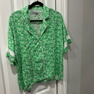 Green floral pj salvage top